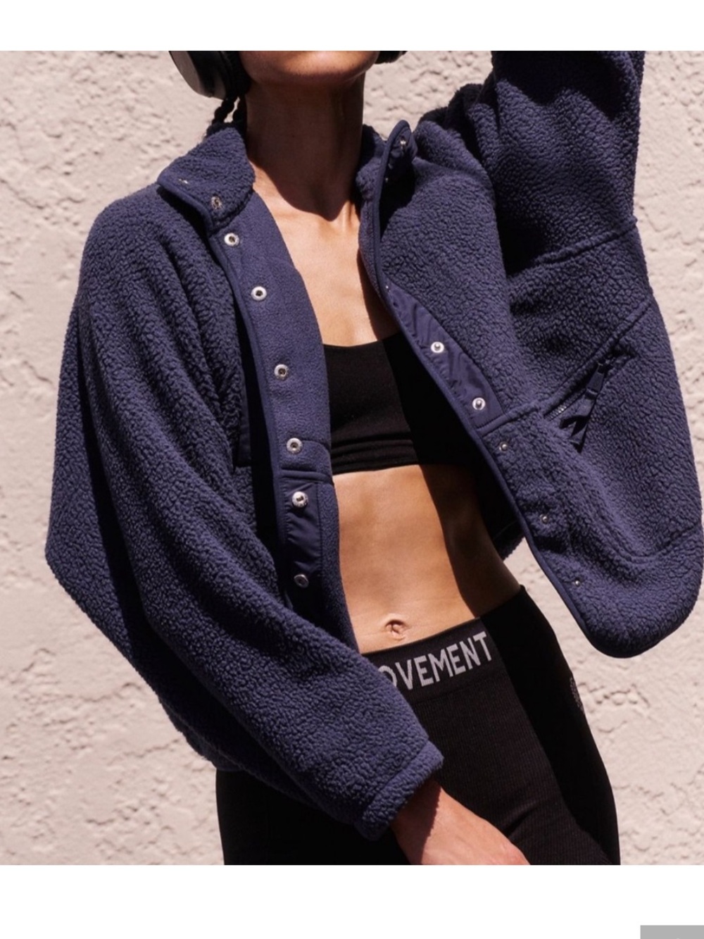 FP Movement by Free People Navy Teddy Fleece Jacket